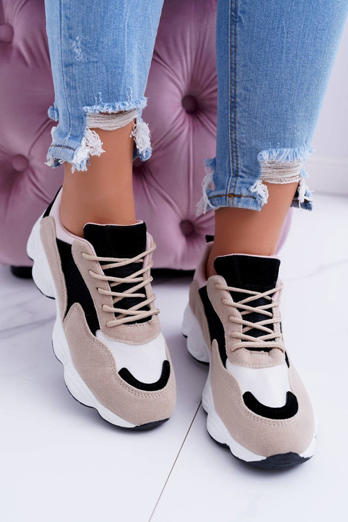 Sportowe Damskie Buty Zamszowe Beżowe Lollipop