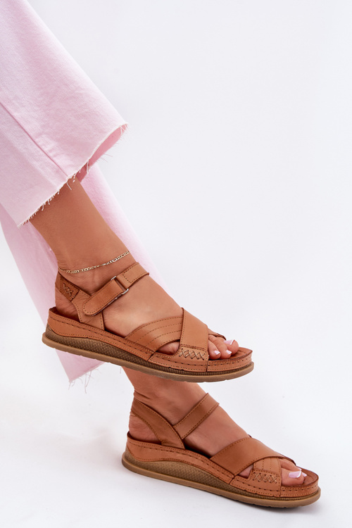 Women's leather platform sandals Maciejka L7064-04 brown