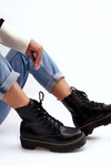 Women's Lace-up Trapper Boots Black Maddis