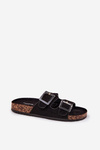 Women's Sandals With Buckles On Cork Sole Black Sercele