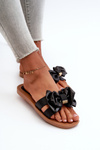 Women's Black Slides with Bow Rivarina