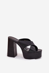 Women's Platform And Block Heels Sandals Black Lenobos
