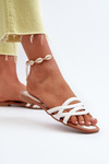 Women's eco leather flat heel sandals white Moldela