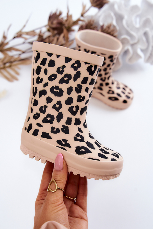 Children's Galoshes With Leopard Pattern Beige Nanny 