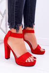 Women's Stiletto Heeled Sandals Suede Red ShakeUp