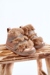 Children's Warm Leather Snow Boots Gold Leela 
