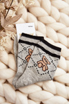 Women's Patterned Socks With Bear Grey