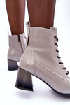 Lacquered Heel Booties Gray Basciano