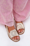 Women Sandals On Flat Heel With Decorative Detail S.Barski KV51-080 Gold
