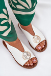 Flat Elegant Sandals With Decoration White Iseliria