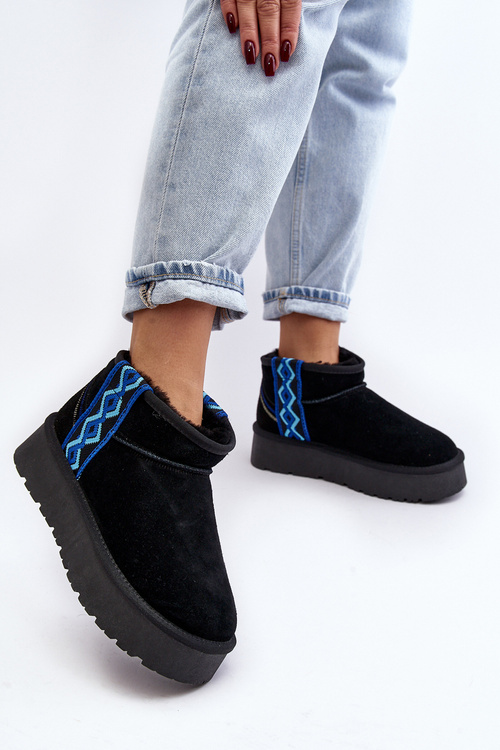 Women's snow boots with thick sole in black Vebissat