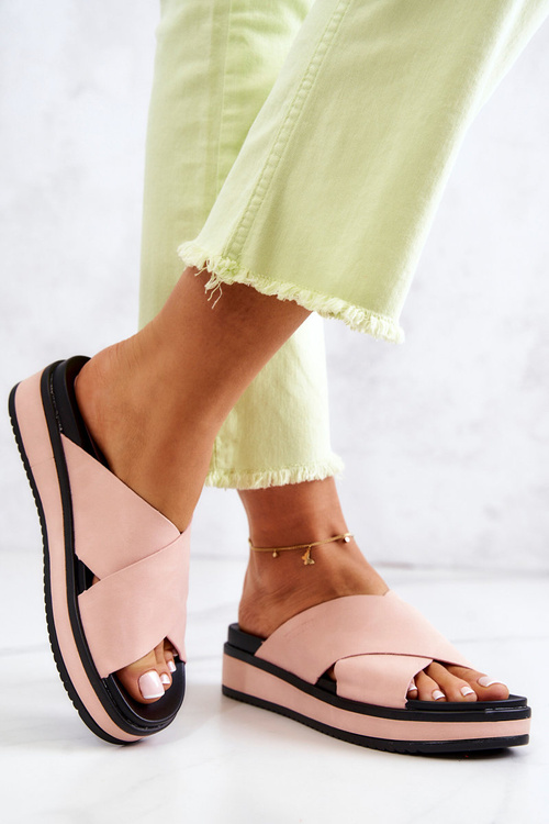 Leather Women's Slippers Big Star JJ274722 Pink