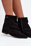 Insulated ankle boots with hidden wedge with rolled shaft eco suede black Tavella