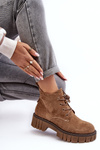 Laced Fleece-Lined Boots Dark Beige Bjorg
