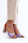 Leather Sandals On Heel Laura Messi 2759 Purple