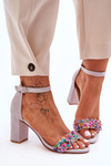 Fashionable Sandals With Stones High Heels Grey Love Me