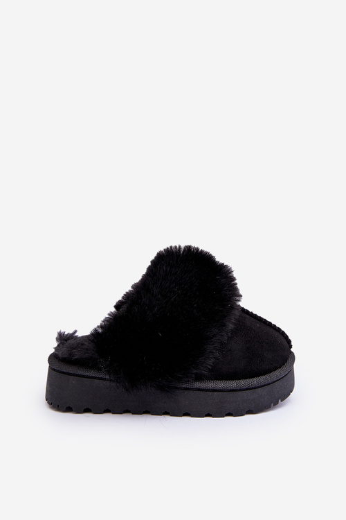 Children's Slippers With Fur Black Birasta