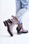 Women's warm boots with a zipper Grey Calvaro
