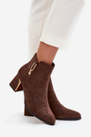 Women's heeled ankle boots with gold details brown Kalivra