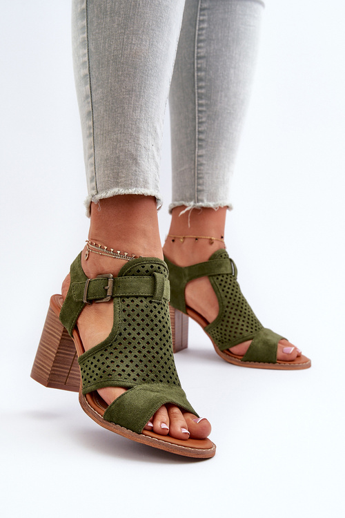 Lace Sandals with Stiletto Heel Dark Green Hey Lover