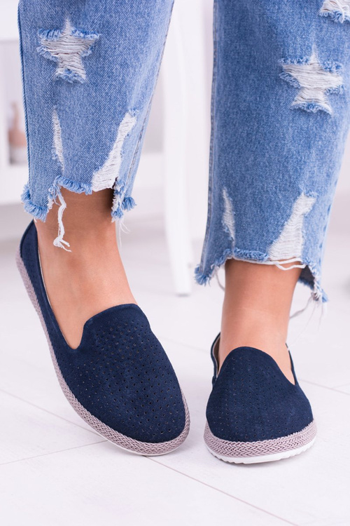 Women's Openwork Navy Blue Ballerinas Eparo