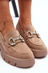 Women's Loafers with Beige Ornament Ellise