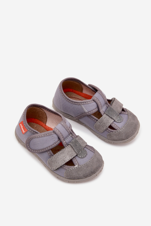 Children's slippers Milami with Velcro gray Reathiana