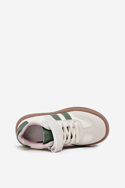 Dziecięce Sneakersy Na Platformie Beżowo-Zielone Sopiaella