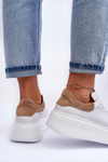 Buty Sportowe Skóra Platforma Białe Lemar 10150
