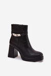 Insulated Women's Ankle Boots with Decorative Strap Black Giordina