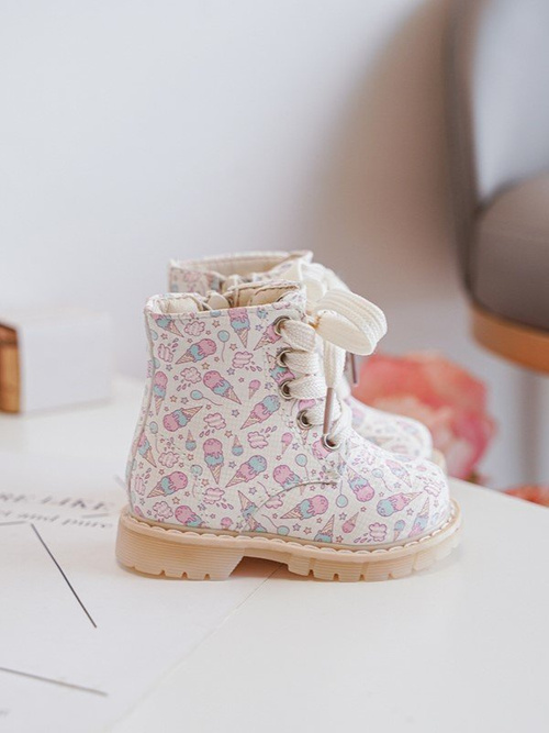 Zip-Up Lined Children's Boots Beige Dolida