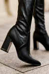 Leather Over the Knee Boots On a Heel Black Amalitas