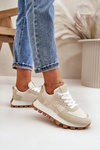 Sneakers Women's Sports Shoes Laced On Platform Beige Mialunae