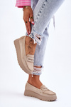 Suede Platform Loafers Light Beige Milana