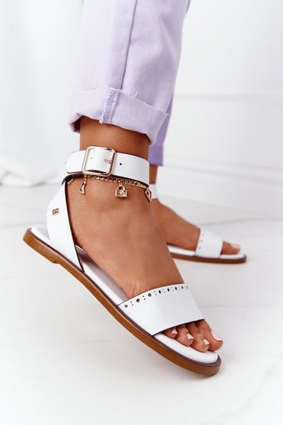 Skórzane Sandały Big Star HH274722 Białe