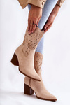 Women's Suede Boots With Cowboy Boots Beige Ariane