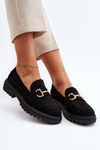 Women's Black Cutout Loafers with Embellishment Talesse