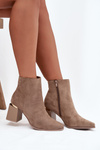 Insulated Women's Ankle Boots on Heel with Eco Suede Beige Brivelle
