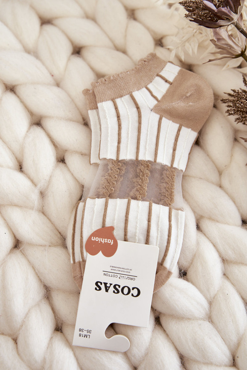 Women's Socks With Thin Stripes Cosas Beige