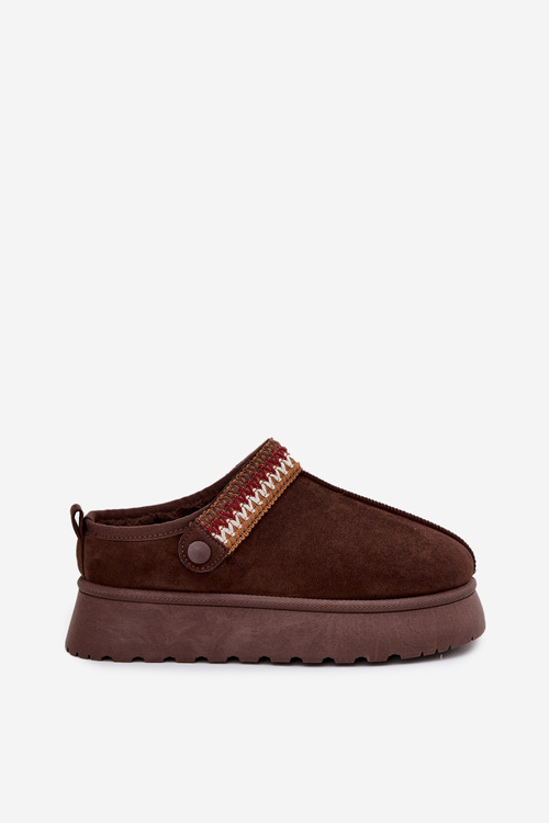 Women's Low Snow Boots With Movable Strap And Embroidery On Platform Chocolate Lyrisse