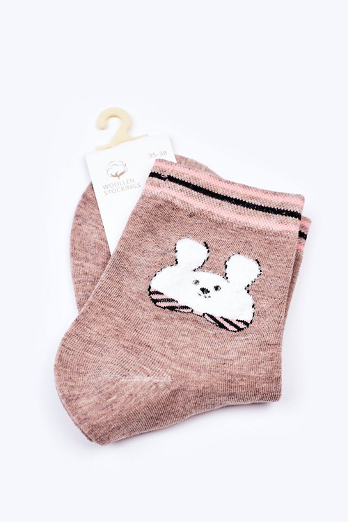 Women's Cotton Socks With Rabbit COSAS Beige