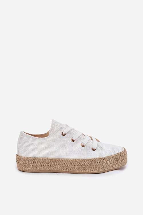Women's Platform Sneakers With Weaving White Princa