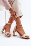 Beige Suede Sandals with Block Heel Pholia