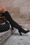 Women's Boots on Heel with Eco Suede Black Prisca