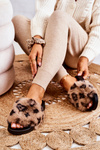 Slippers With Fur Rubber Leopard Brown Noelle