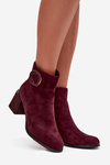 Suede block heel boots with lining decorated detail Artiker 57C0016 Bordeaux