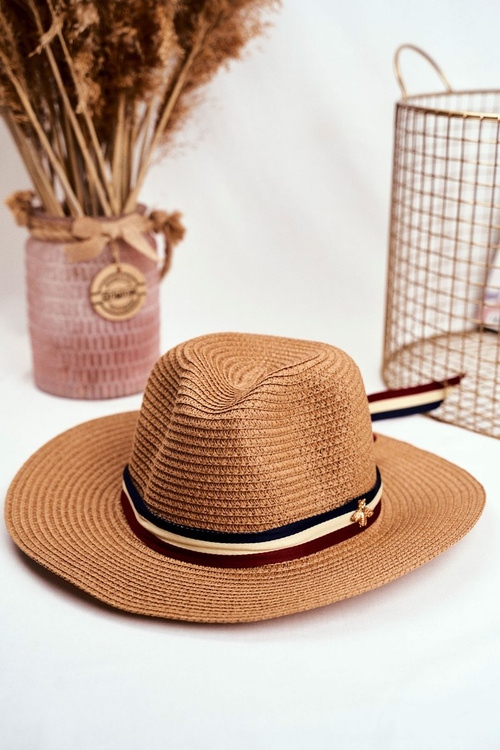 Women's Hat Panama 100% Paper Camel Gold fly
