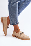Women's Eco Leather Moccasins with Chain Beige Nohlies