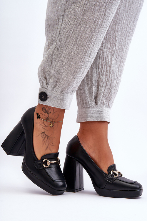 Stylish Leather Pumps Black Rouse