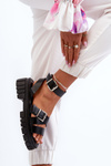 Women's Black Eco Leather Sandals with Straps Eladira